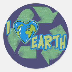 Sticker Rond J'aime la terre réutilise l'autocollant