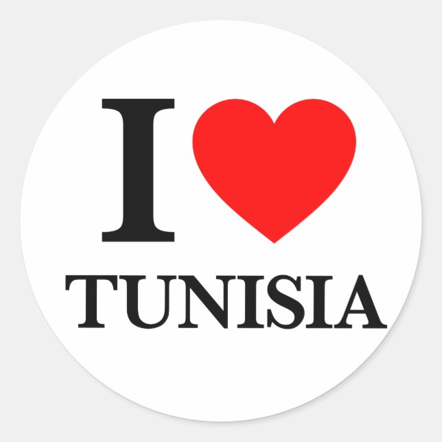 Sticker Rond J'aime la Tunisie (Devant)
