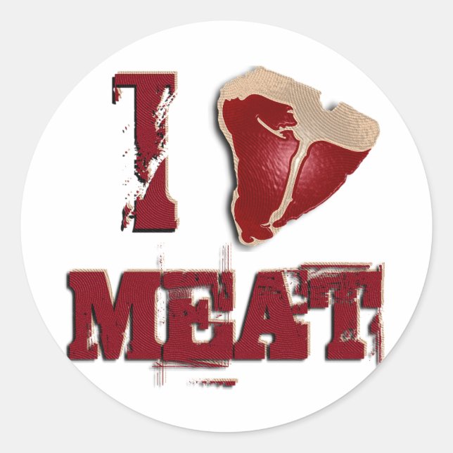 Sticker Rond J'aime la viande (Devant)