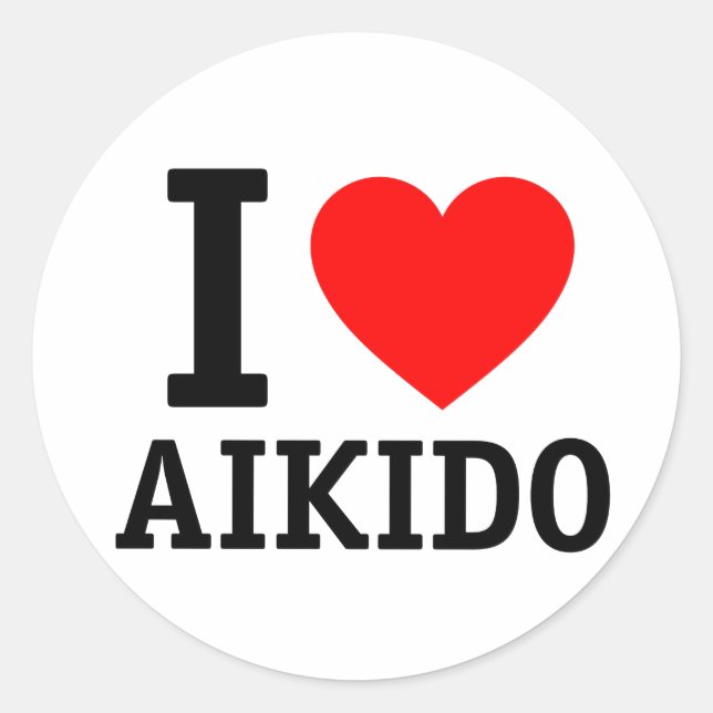 Sticker Rond J'aime l'aïkido (Devant)