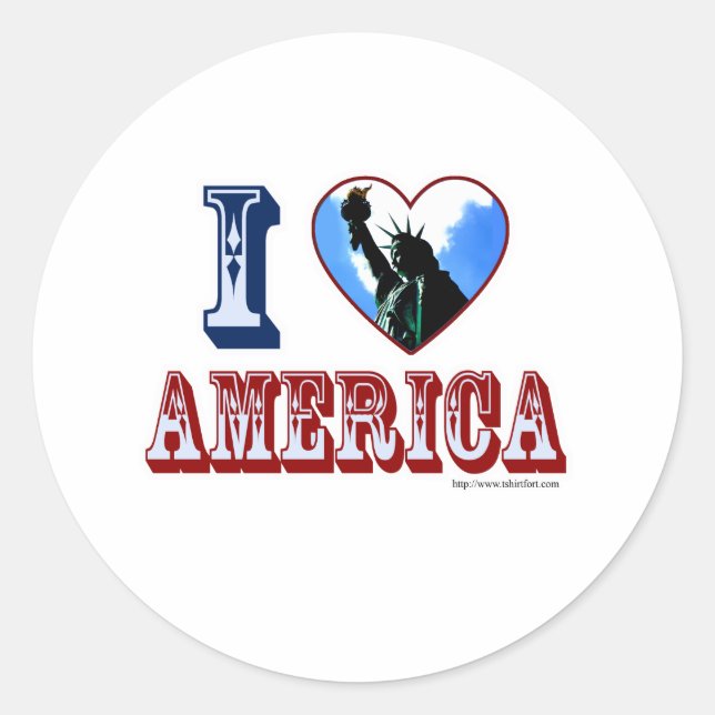 Sticker Rond J'aime l'Amérique (Devant)
