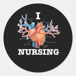 Sticker Rond J'aime l'anatomie cardiaque en soins infirmiers M