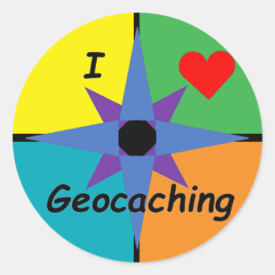 Sticker Rond J'aime l'autocollant de Geocaching (grand)