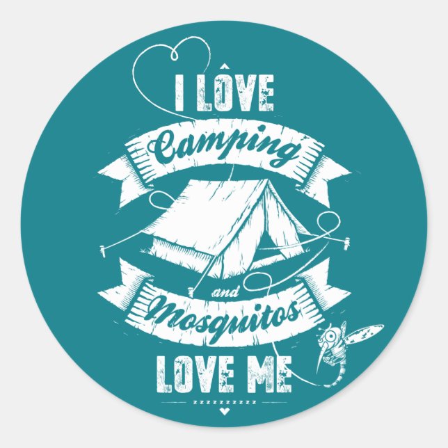 Sticker Rond J'aime le camping (Devant)