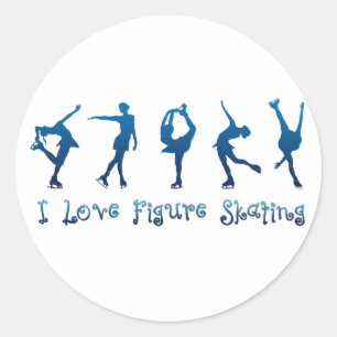 Sticker Rond J'aime le chiffre bleu de patinage