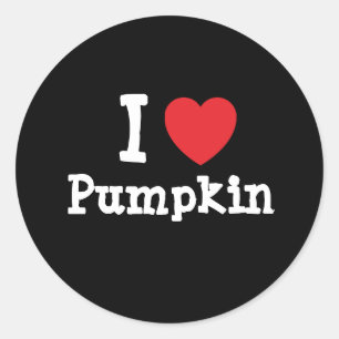Sticker Rond J'aime le coeur Citrouille T-shirt
