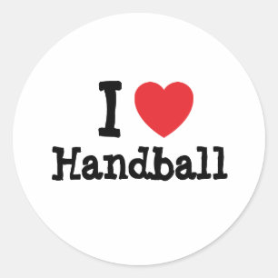 Sticker Rond J'aime le coeur de handball personnalisé