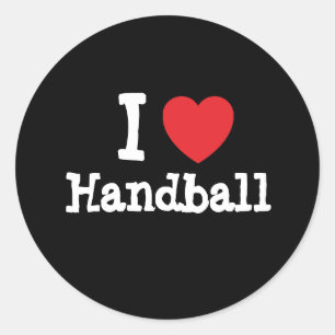 Sticker Rond J'aime le coeur de handball personnalisé