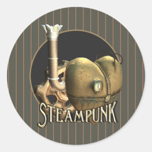 Sticker Rond J'aime le coeur de laiton de Steampunk