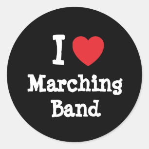 Sticker Rond J'aime le coeur de Marching Band personnalisé