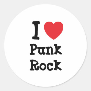 Sticker Rond J'aime le coeur de Punk Rock personnalisé