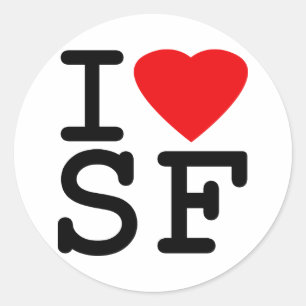 Sticker Rond J'aime le coeur San Francisco
