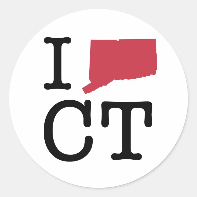 Sticker Rond J'aime le Connecticut (Devant)