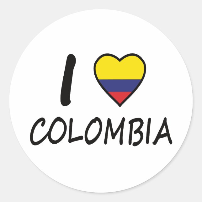 Sticker Rond J'aime le drapeau colombien (Devant)