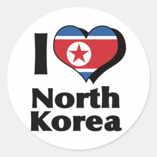 Sticker Rond J'aime le drapeau de la Corée du Nord
