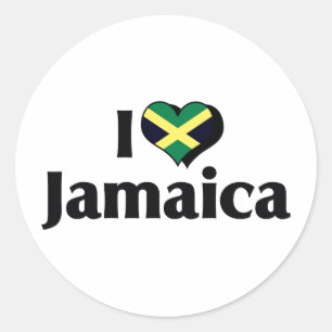 Sticker Rond J'aime le drapeau de la Jamaïque
