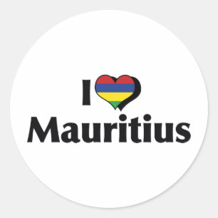 Sticker Rond J'aime le drapeau de Maurice