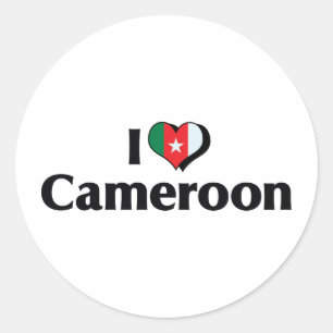 Sticker Rond J'aime le drapeau du Cameroun