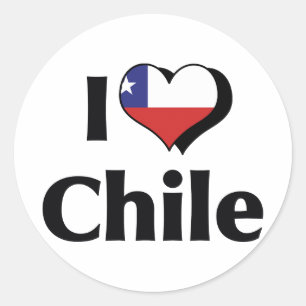 Sticker Rond J'aime le drapeau du Chili