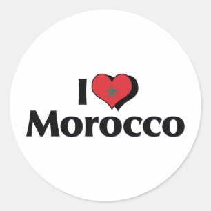 Sticker Rond J'aime le drapeau du Maroc