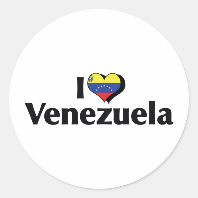 Sticker Rond J'aime le drapeau du Venezuela (Devant)