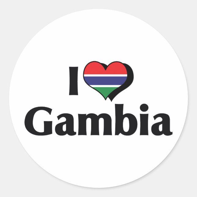 Sticker Rond J'aime le drapeau gambien (Devant)