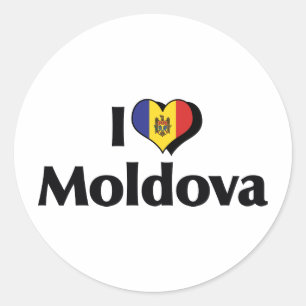 Sticker Rond J'aime le drapeau moldave
