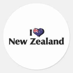 Sticker Rond J'aime le drapeau néo-zélandais