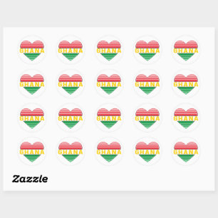 Sticker Rond J'aime le Ghana, le coeur ghanéen