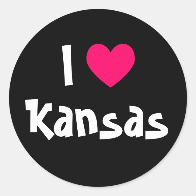 Sticker Rond J'aime le Kansas (Devant)