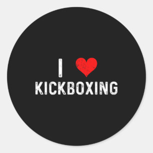 Sticker Rond J'aime le kickboxing - Heart Kickboxers Arts Marti
