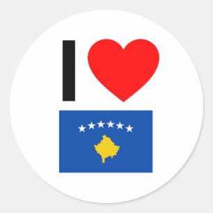 Sticker Rond j'aime le kosovo
