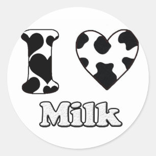 Sticker Rond J'aime le lait