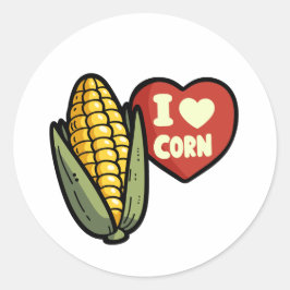 Sticker Rond J'aime le maïs