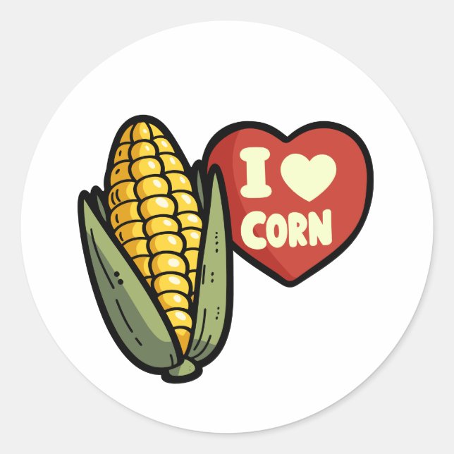 Sticker Rond J'aime le maïs (Devant)