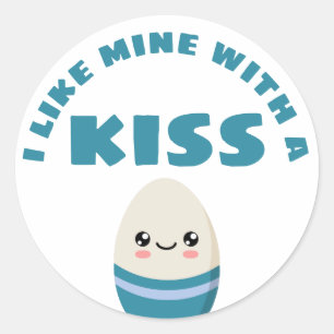 Sticker Rond J'aime le mien avec un baiser