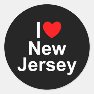 Sticker Rond J'aime le New Jersey (de coeur)