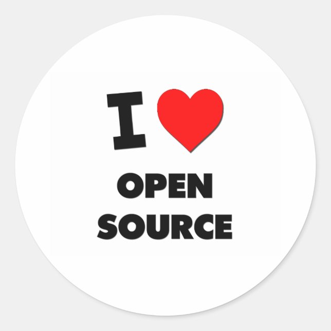 Sticker Rond J'aime le open source (Devant)