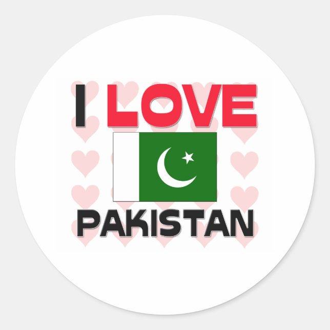Sticker Rond J'aime le Pakistan (Devant)