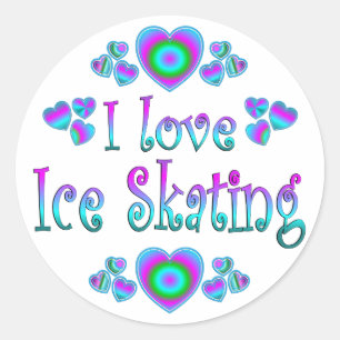 Sticker Rond J'Aime Le Patinage Sur Glace