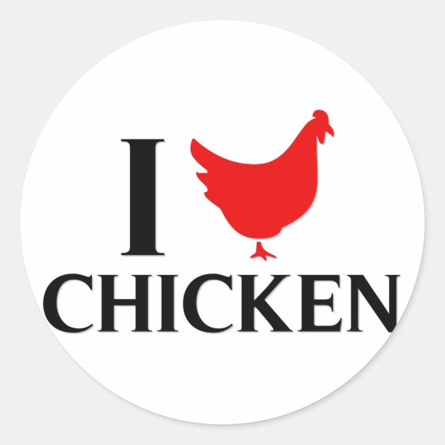 Sticker Rond J'aime le poulet (Devant)