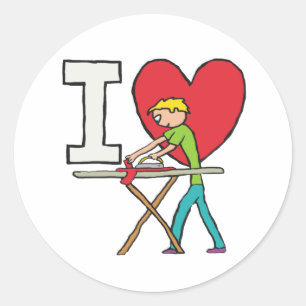 Sticker Rond J'Aime Le Repassage