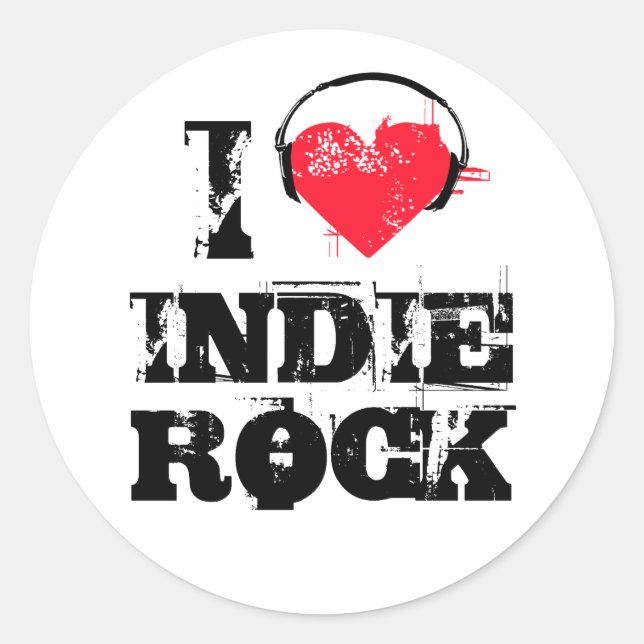 Sticker Rond J'aime le rock indie (Devant)