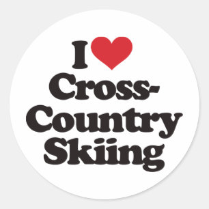 Sticker Rond J'aime le ski de pays croisé