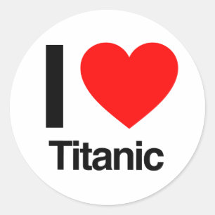 Sticker Rond j'aime le titanic