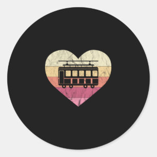 Sticker Rond J'Aime Le Tramway Et Les Tramways Retro