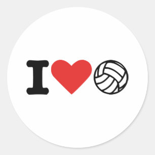 Sticker Rond J'aime le volleyball