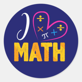 Sticker Rond J'aime l'école des maths