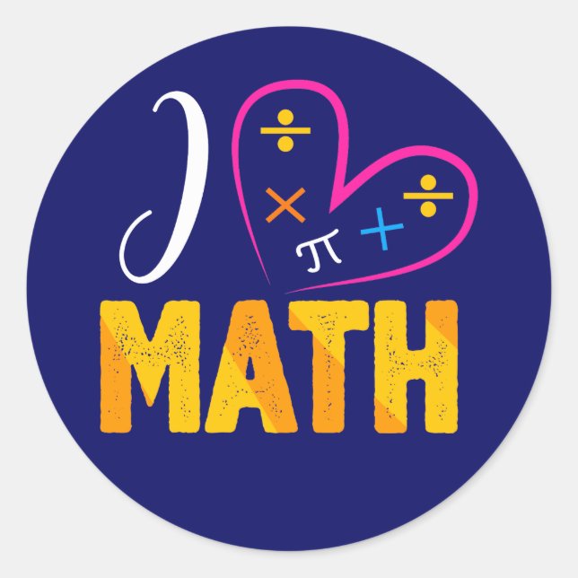 Sticker Rond J'aime l'école des maths (Devant)