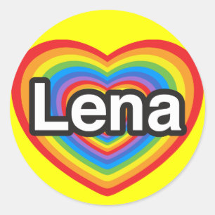Sticker Rond J'aime Lena. Je t'aime Lena. Cœur